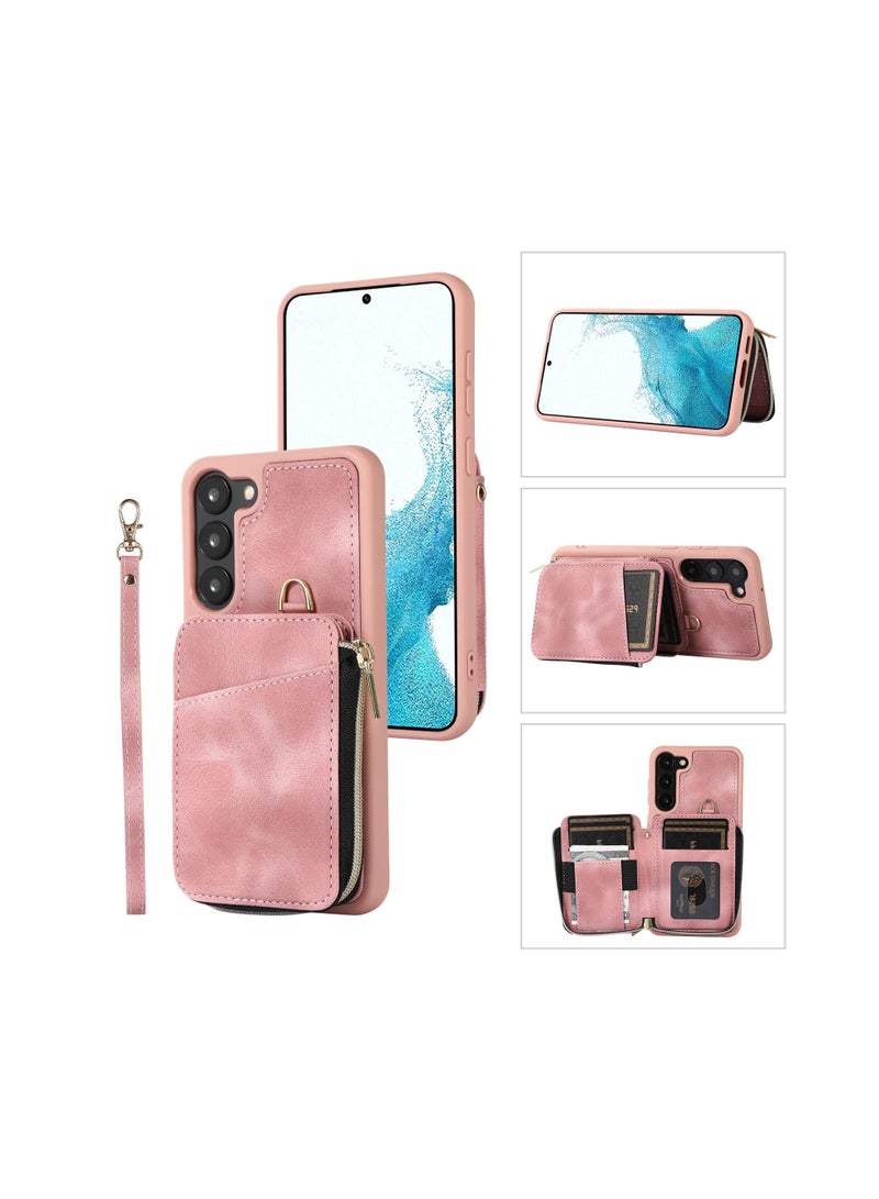 Suteni Zipped Back Cover Card Slots Leather Phone Case for Samsung - Image 3