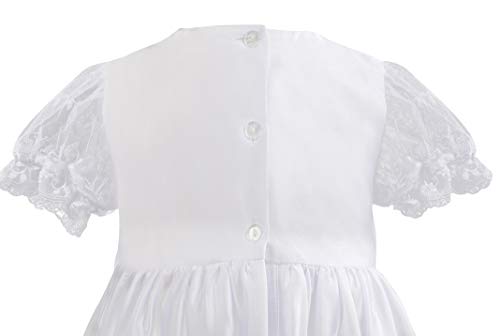 NIMBLE Baby Girls Baptism Christening Embroidered Gown with Headband for 0-12 Months (3-6 Months, White) - Image 4
