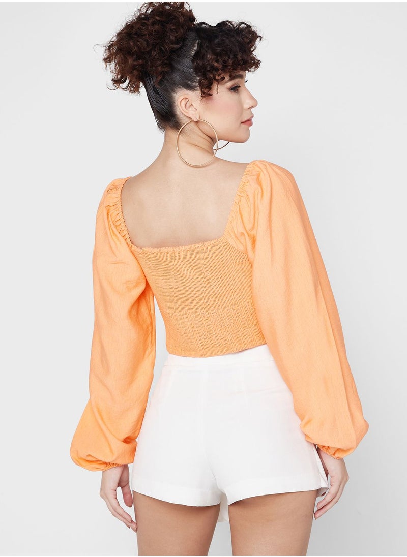 BCBGeneration Sweetheart Neck Puff Sleeve Top  - Image 2