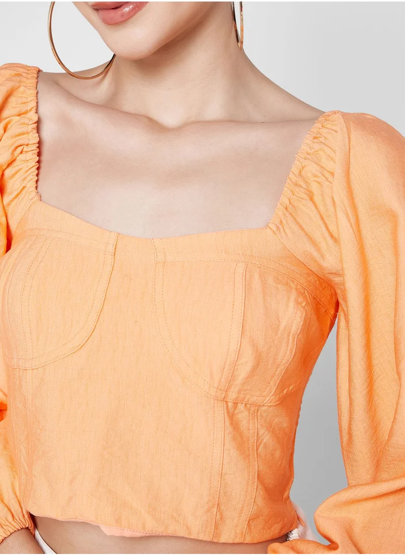 BCBGeneration Sweetheart Neck Puff Sleeve Top