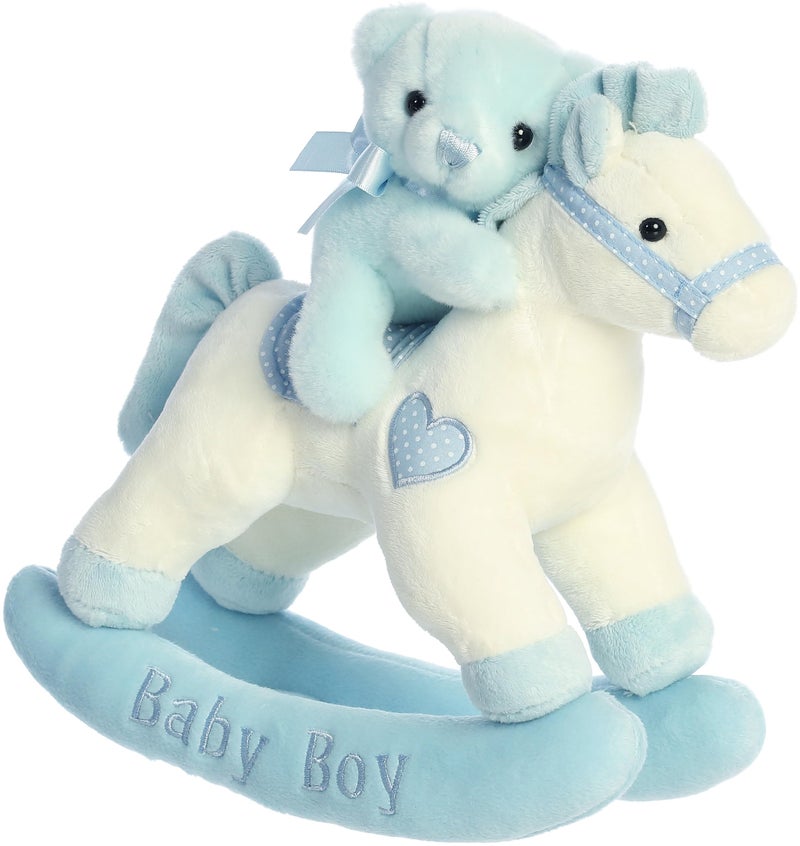 ebba Aurora® Melodious Musicals! Baby Boy Rocking Horse™ Baby Stuffed Animal - Musical Entertainment - Engaging Play - Blue 12 Inches - Image 1