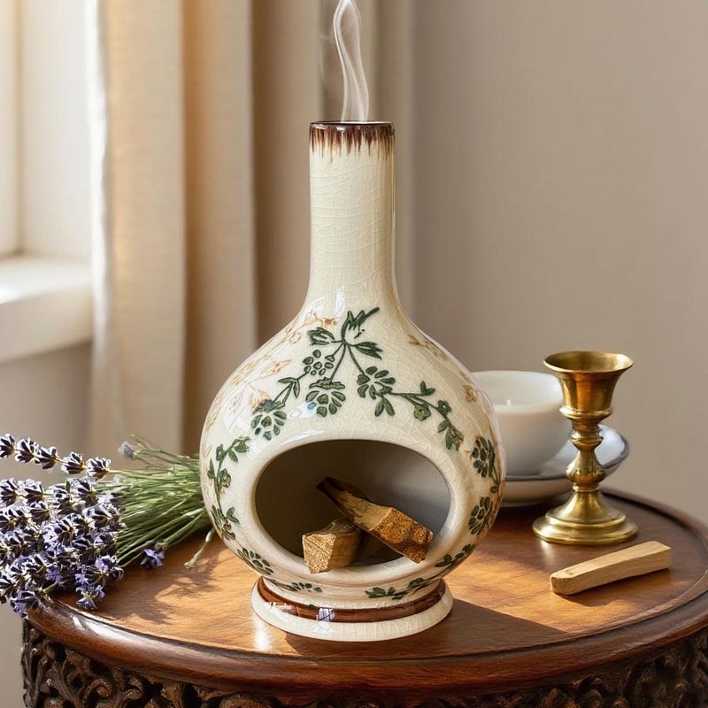 RGBDOT Handmade Ceramic Incense Holderï¼ŒStick & Backflow - Sage Holder for Burning ï¼ŒMeditation Accessoriesï¼ŒEasily Grab All Incense Ash (Green and Beige) - Image 1