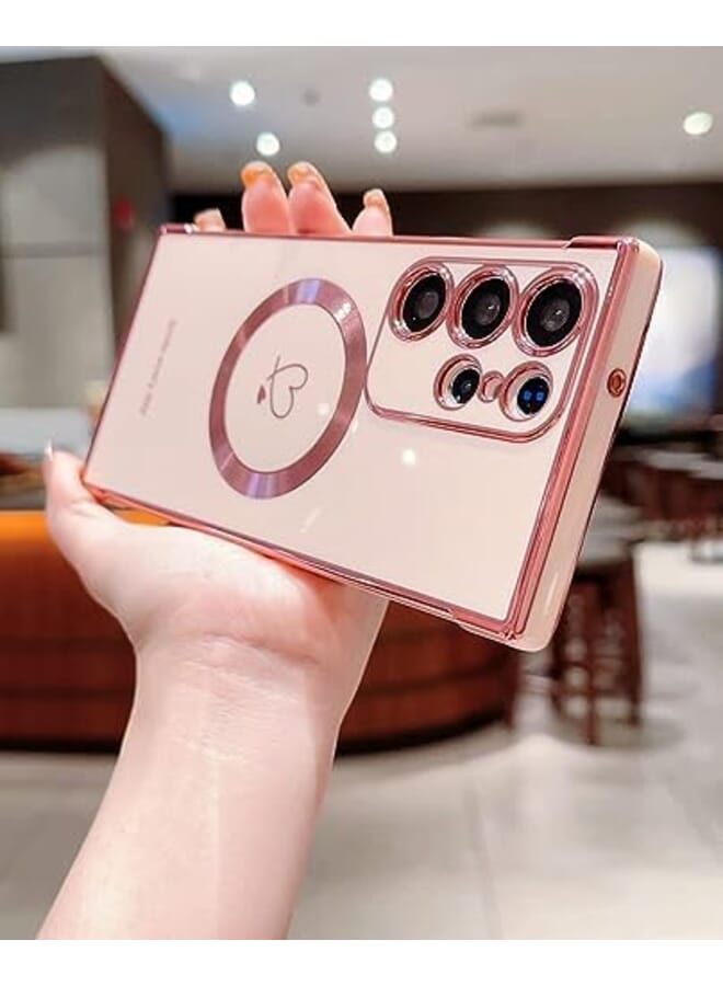 Excefore Mobile Phone Case Compatible With Magsafe Galaxy S23 Ultra Premium Plating Heart Design Case Shockproof Tpu Bumper Wireless Charging Compatible Slim And Stylish Cover - Image 2