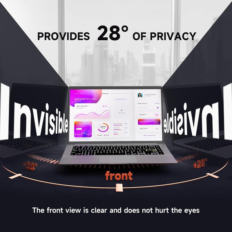 Mamol Laptop Privacy Screen 14 Inch 16:10 Aspect, Anti Glare Blue Light Privacy Filter Protector, Removable 14inch Security Shield Compatible With Hp/Dell/Acer/Lenovo/ThinkPad/Samsung/Asus/Sony - Image 3
