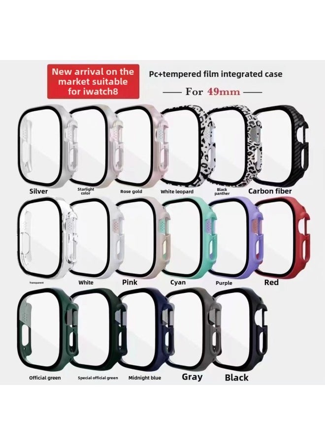 Generic - For Apple 8 Generation 49mm Watch PC Integrated Glass Protective Case WatchUltra HD Tempered Film-Color:4. Transparent Color-Dimensions:49mm (without Keys) Bare Shell - Image 1