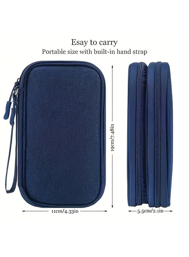 Double Black Waterproof Oxford Electronic Case Organizer With Mesh Pockets For Chargers Cables USB Headphones Travel Commuting - Image 2