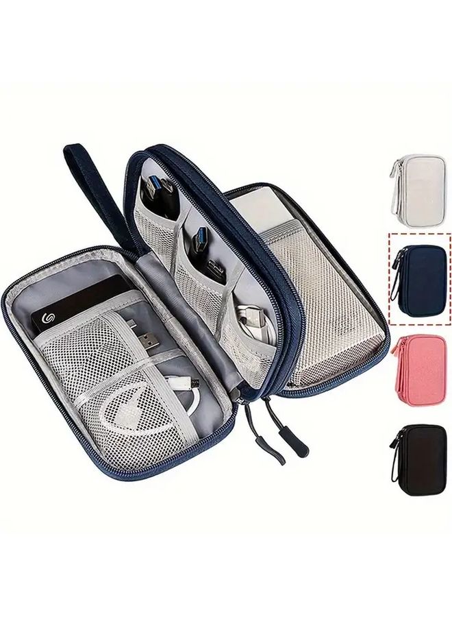 Double Black Waterproof Oxford Electronic Case Organizer With Mesh Pockets For Chargers Cables USB Headphones Travel Commuting - Image 3