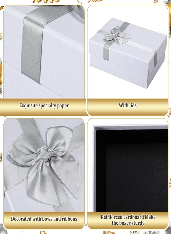 Tenceur 10 Pcs Gift Boxes with Lids Heavy Duty Nested Assorted Sizes Cardboard Gift Boxes for Presents with Ribbon for Xmas Holiday Present(White,5 Size - Image 3