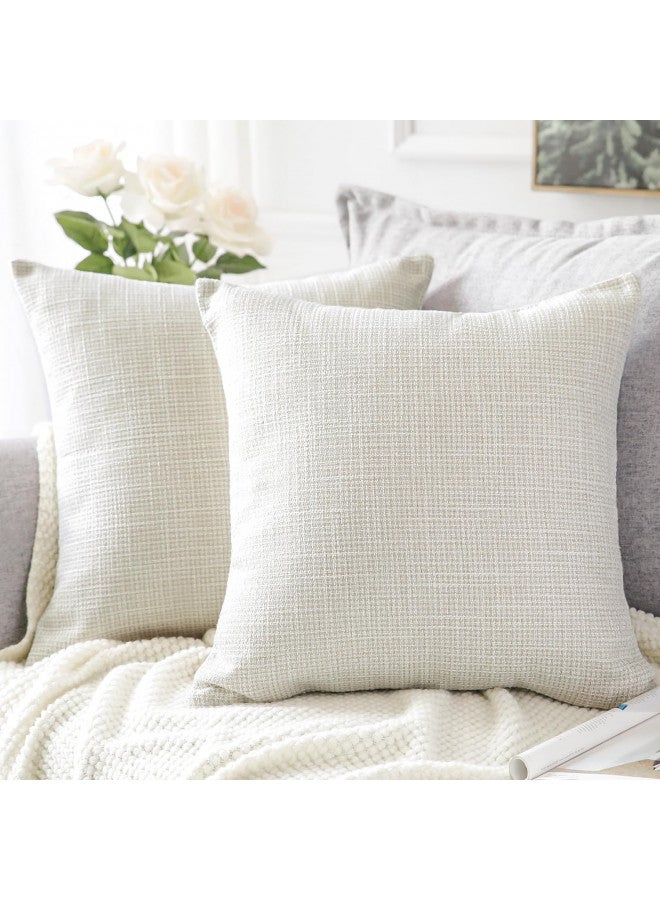 Otostar OTOSTAR Linen Throw Pillow Covers Set of 2 Decorative Square Pillowcases Cushion Covers 12x12 Inch for Home Decor Sofa Bedroom Car 30 x 30 CM Beige - Image 1