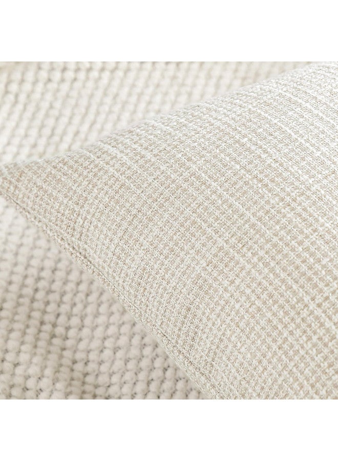 Otostar OTOSTAR Linen Throw Pillow Covers Set of 2 Decorative Square Pillowcases Cushion Covers 12x12 Inch for Home Decor Sofa Bedroom Car 30 x 30 CM Beige - Image 2