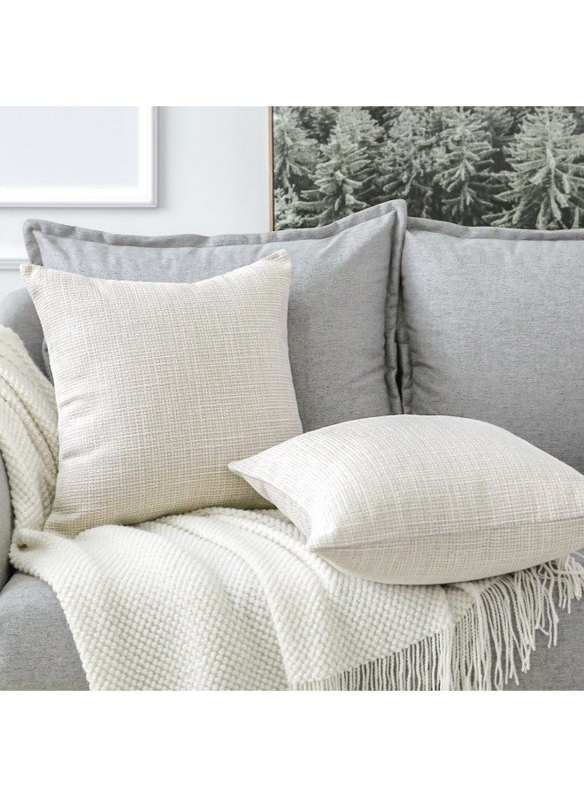 Otostar OTOSTAR Linen Throw Pillow Covers Set of 2 Decorative Square Pillowcases Cushion Covers 12x12 Inch for Home Decor Sofa Bedroom Car 30 x 30 CM Beige - Image 4