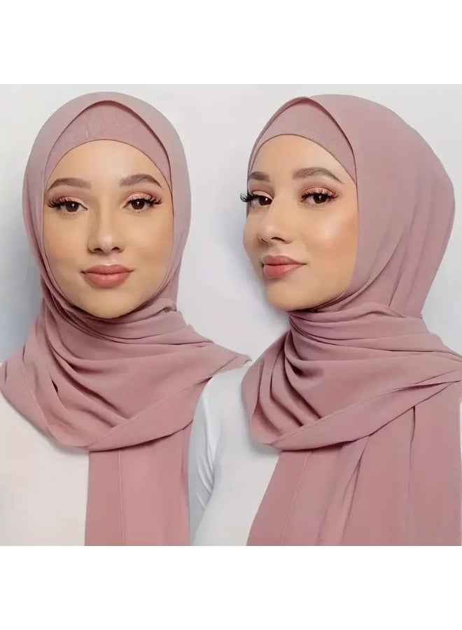 بلوم – طقم حجاب شيفون مكوّن من 5 قطع، خفيف الوزن وقابل للتنفس (180×70 سم) | الألوان: موف، وردي، أبيض، جملي، بيج. قماش ناعم، خفيف، وقابل للتنفس — مثالي للاستخدام اليومي، والصلاة، والمناسبات الخاصة. مثالي لأزياء المحجبات، وتنسيقات الحجاب، والستايلات متعددة الطبقات. - Image 3