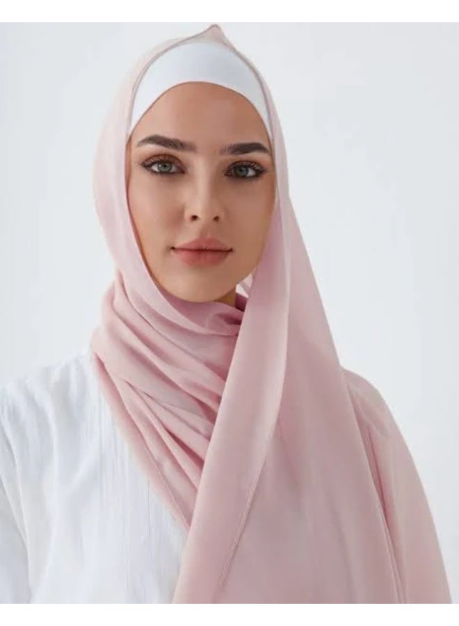بلوم – طقم حجاب شيفون مكوّن من 5 قطع، خفيف الوزن وقابل للتنفس (180×70 سم) | الألوان: موف، وردي، أبيض، جملي، بيج. قماش ناعم، خفيف، وقابل للتنفس — مثالي للاستخدام اليومي، والصلاة، والمناسبات الخاصة. مثالي لأزياء المحجبات، وتنسيقات الحجاب، والستايلات متعددة الطبقات. - Image 4