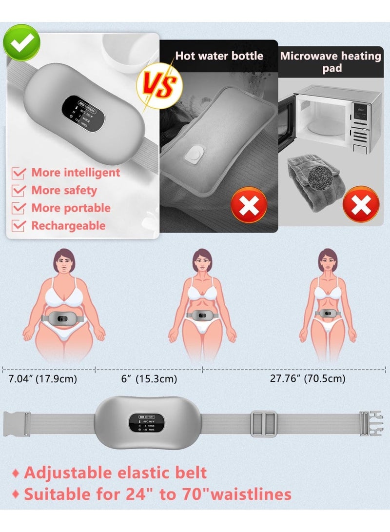 حزام تدفئة لآلام الدورة الشهرية – وسادة حرارية قابلة للشحن بشاشة رقمية، 4 مؤقتات إيقاف تلقائي، لتخفيف ألم البطن وأسفل الظهر - Image 2