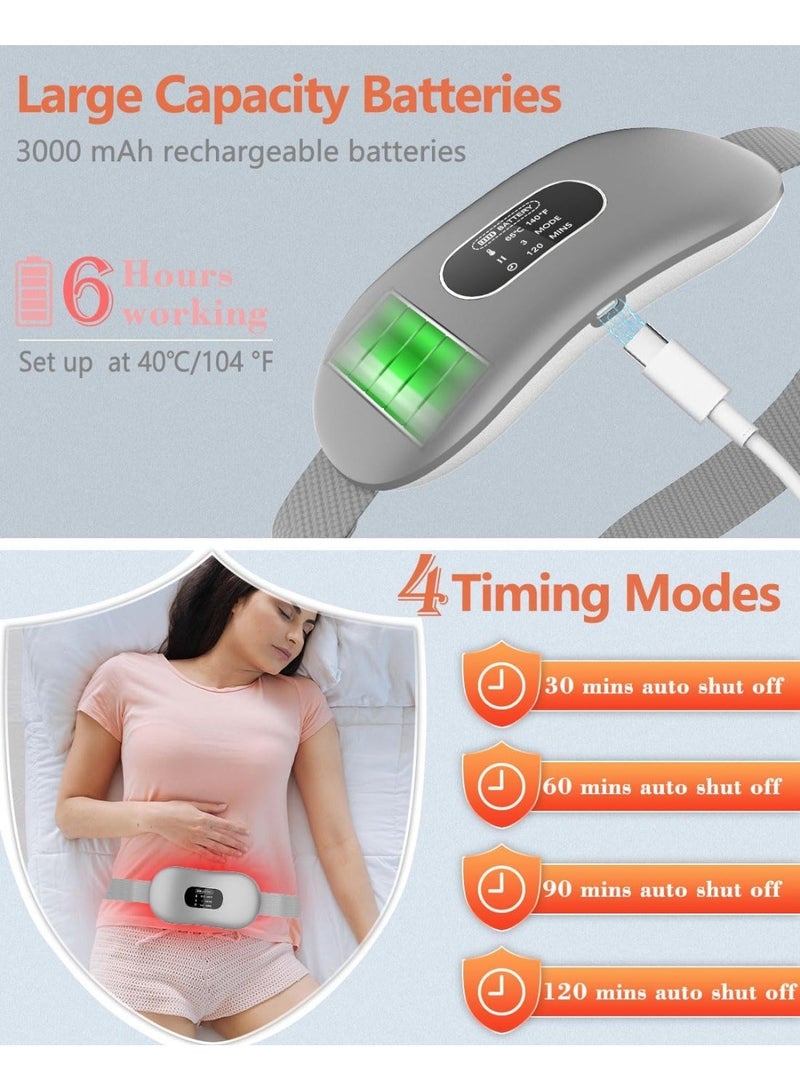حزام تدفئة لآلام الدورة الشهرية – وسادة حرارية قابلة للشحن بشاشة رقمية، 4 مؤقتات إيقاف تلقائي، لتخفيف ألم البطن وأسفل الظهر - Image 3