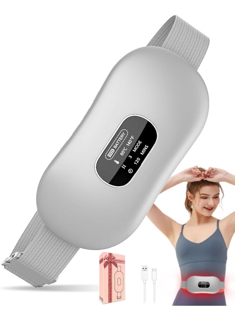 حزام تدفئة لآلام الدورة الشهرية – وسادة حرارية قابلة للشحن بشاشة رقمية، 4 مؤقتات إيقاف تلقائي، لتخفيف ألم البطن وأسفل الظهر - Image 1