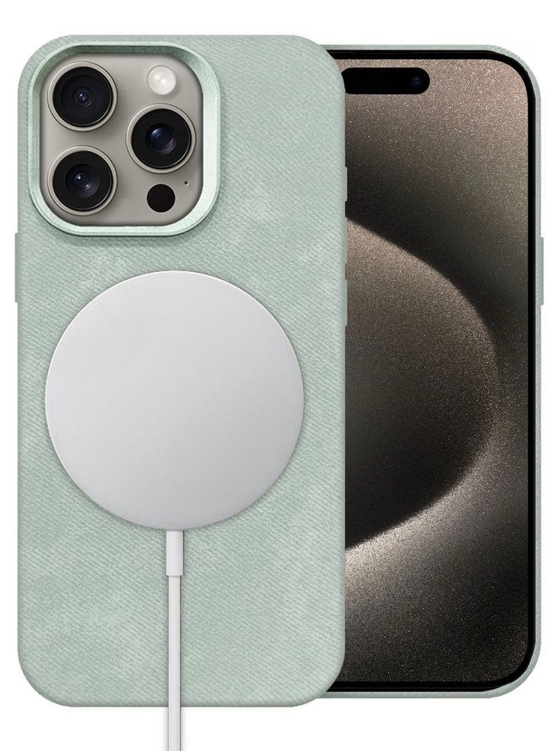 CATANES 2Packs iPhone 15 Pro Max Alcantara Case Cover Premium Quality Luxurious Soft Touch Protection with Metal Camera Frame with a 3D Screen Protector - Natural Titanium  - Image 3