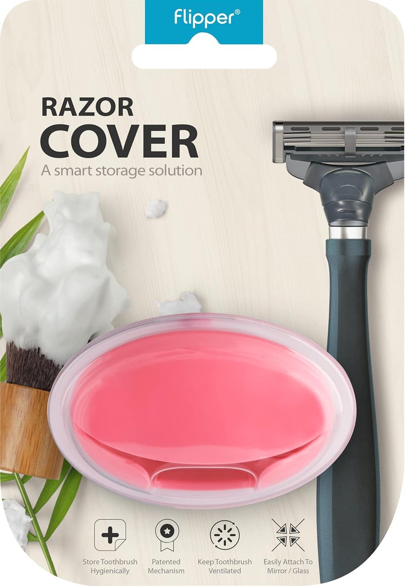 Flipper Hygienic Razor Cover With Suction Cups - Pink | Protective Travel Case and Safety Cover for Shaving - Holder, Protector, and Safe Travel Solution, Made in Malaysia - Image 1