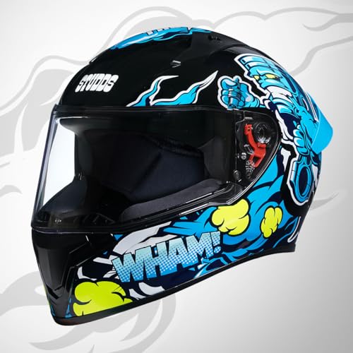 Studds Thunder D10 ISI and DOT Certified Full Face Graphic Helmet for Men and Women with Clear Visor and Painted Spoiler - Image 1
