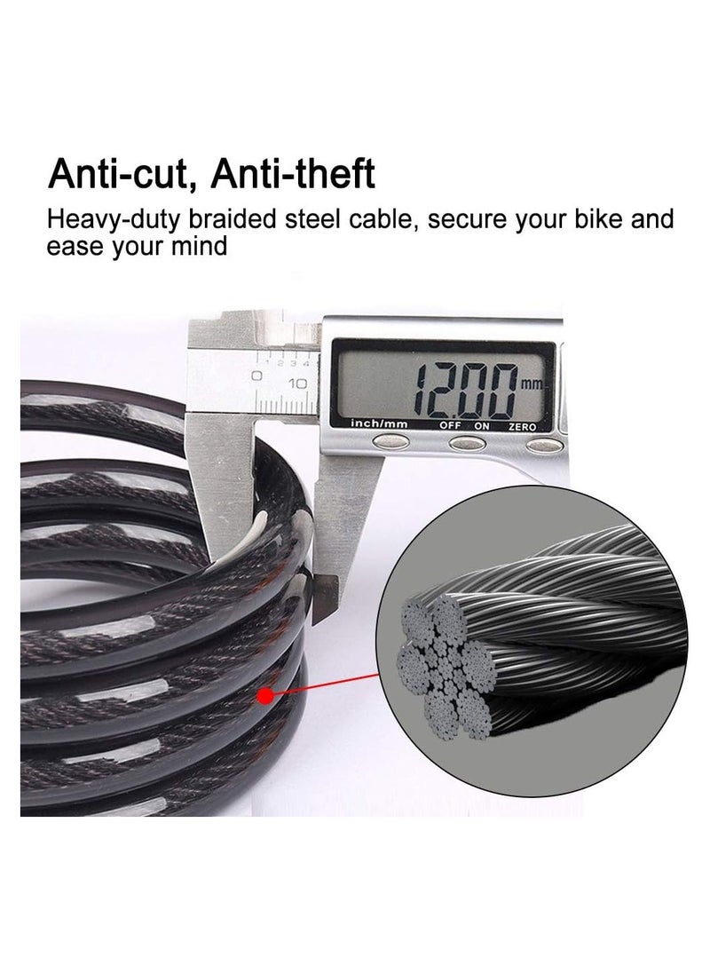 Bukela - Bike Lock, 4 Feet Bike Locks Cable, High Security 5 Digit Resettable Combination Coiling Bicycle Lock, Heavy Duty Anti Theft Cable Locks with Mounting Bracket, 1/2 Inch Diameter - Image 1