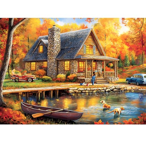 WSCXSC 300 Piece Puzzles for Adult Jigsaw Puzzles Yellow Forest Boat Puzzle 300 Pieces Jigsaw Puzzles for Adult Kids Elderly Family Challenging Puzzles Game Home Decor Gift Toy 205x15IN - Image 1