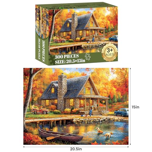 WSCXSC 300 Piece Puzzles for Adult Jigsaw Puzzles Yellow Forest Boat Puzzle 300 Pieces Jigsaw Puzzles for Adult Kids Elderly Family Challenging Puzzles Game Home Decor Gift Toy 205x15IN - Image 5