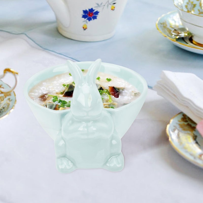 Ceramic Rabbit Design Easter Rice Bowl Small Cereal Fruit Salad Bowl Blue - Image 5