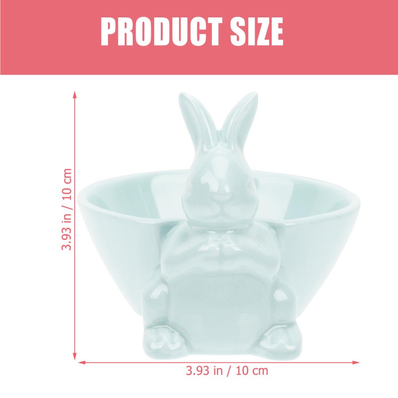 Ceramic Rabbit Design Easter Rice Bowl Small Cereal Fruit Salad Bowl Blue - Image 3