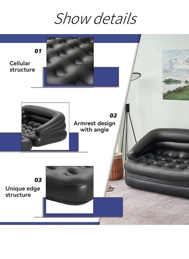 M MIAOYAN Foldable inflatable bed household outdoor single double airbed enlarged thick convenient mattress  - Image 5