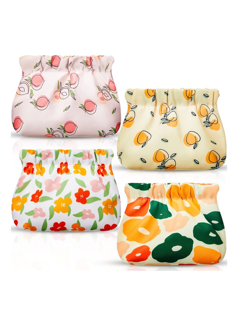 Luckam 4Pcs Lambskin Pocket Cosmetic Bag Portable Mini Lipstick Storage Bag Waterproof Leather Squeeze Self Closing No Zipper Portable Travel Makeup Pouch - Image 1