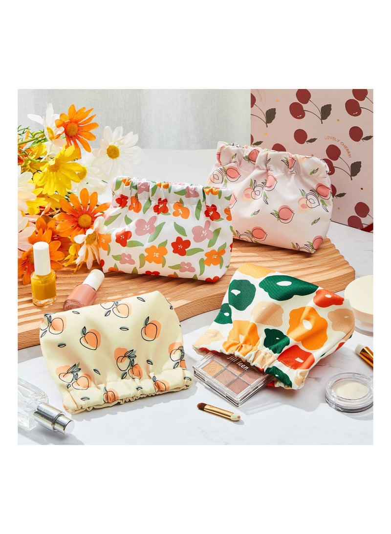 Luckam 4Pcs Lambskin Pocket Cosmetic Bag Portable Mini Lipstick Storage Bag Waterproof Leather Squeeze Self Closing No Zipper Portable Travel Makeup Pouch - Image 2