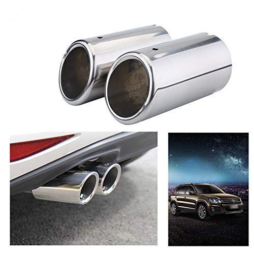 EVGATSAUTO 2Pcs Car Exhaust Tail Pipes Muffler Tips Stainless Steel Fit for V-W Golf Tiguan Passat Touran B-M-W 325i 328i Exhaust Pipe Muffler - Image 2
