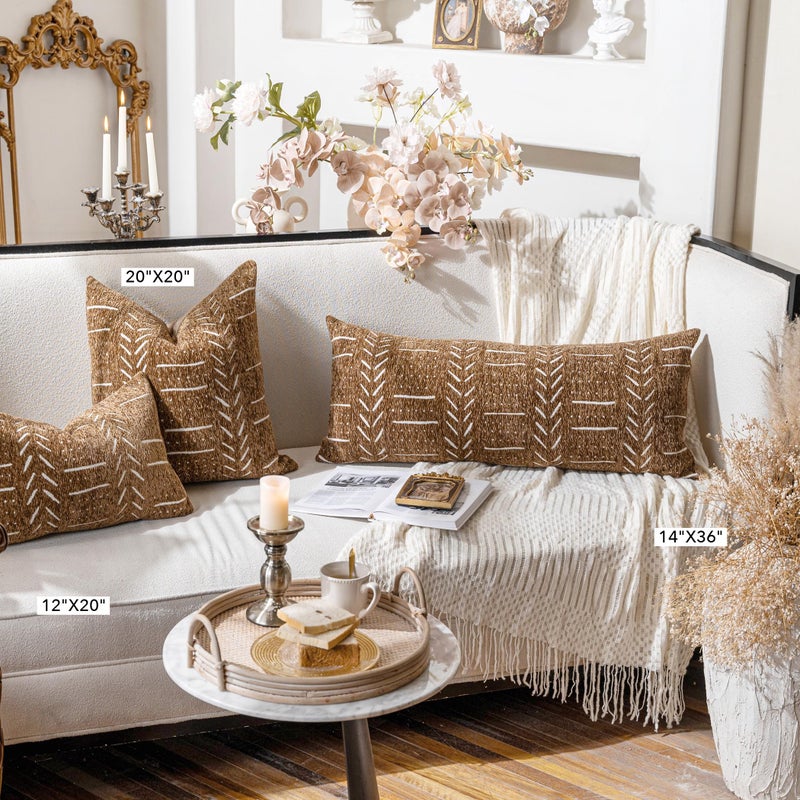 BlissBlush Boho Lumbar Throw Pillow Cover 14X36, Brown Decorative Long Accent Body Lumbar Pillow for Bed, Farmhouse Woven Textured Lumbar Pillowcase for Couch (Cover ONLY) - Image 5
