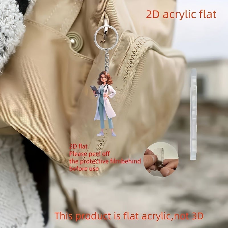 3 Acrylic Female Doctor Pattern Keychain R149 Valentine Gift - Image 5