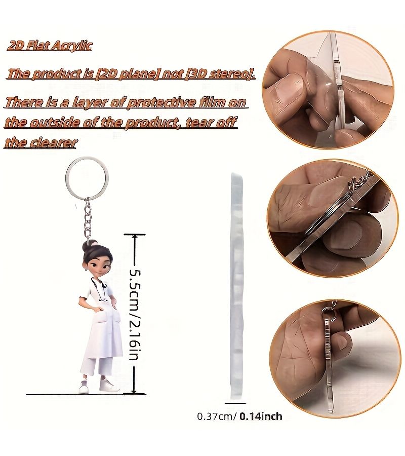 3 Acrylic Female Doctor Pattern Keychain R149 Valentine Gift - Image 3