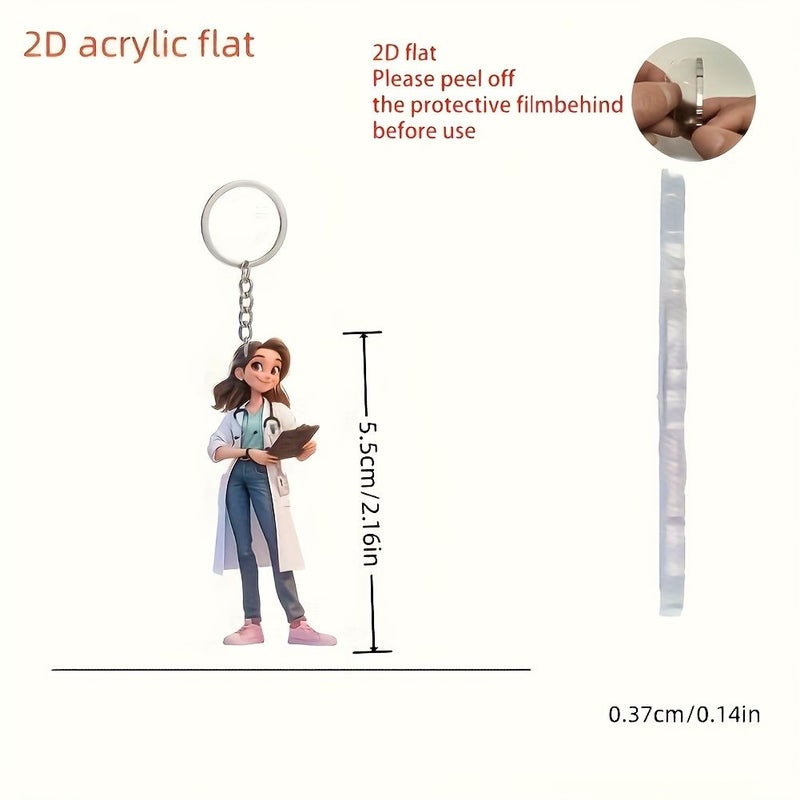 3 Acrylic Female Doctor Pattern Keychain R149 Valentine Gift - Image 4