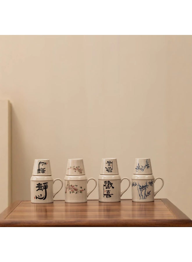 Ceramic Small Thermos Household Carry-on Vintage Cold Water Bottle To Make Tea Office Stuffy Teapot Creative Water Cup Mug-color:Bamboo Water Kettle + Teacup + Carrying Bag-capacity:About 460ml - Image 2