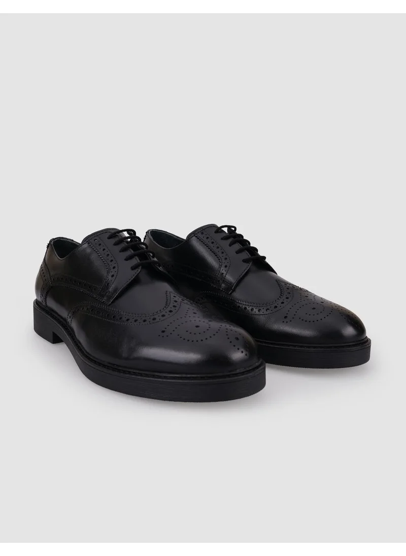 كاباني Leather Black Lace-Up Men's Casual Shoes