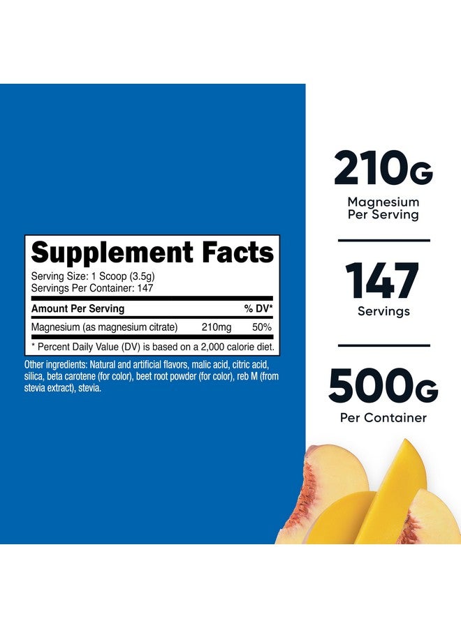 Nutricost Magnesium Citrate Powder (Peach Mango, 500 Gram) - Image 2