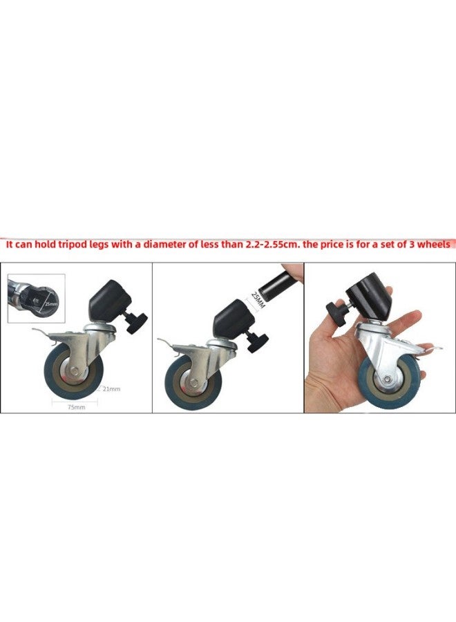 Generic Tripod Wheel Accessories Photography Lamp Frame Wheel Yunteng 900 Yunteng 901 Wheel Universal Wheel With Brake Pulley-Body Color:Blue  - Image 1