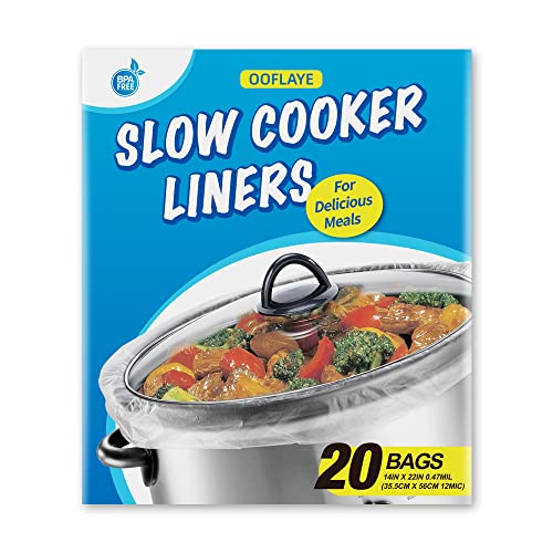 OOFLAYE 20 Counts Slow Cooker Liners and Cooking Bags, Extra Large Size Fits 6-10QT Pot, 14"x 22", BPA Free, Suitable for Oval & Round Pot -1 Pack - Image 1