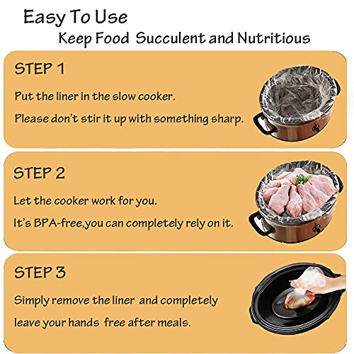 OOFLAYE 20 Counts Slow Cooker Liners and Cooking Bags, Extra Large Size Fits 6-10QT Pot, 14"x 22", BPA Free, Suitable for Oval & Round Pot -1 Pack - Image 4