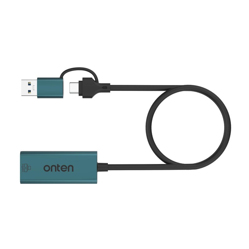 For ONTEN UE106+ Ethernet Adapter USB-A & USB-C RJ45 1000M - Image 3