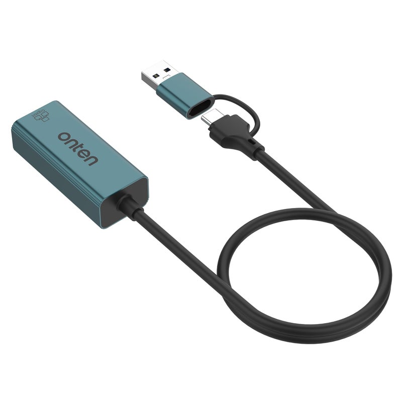 For ONTEN UE106+ Ethernet Adapter USB-A & USB-C RJ45 1000M - Image 2