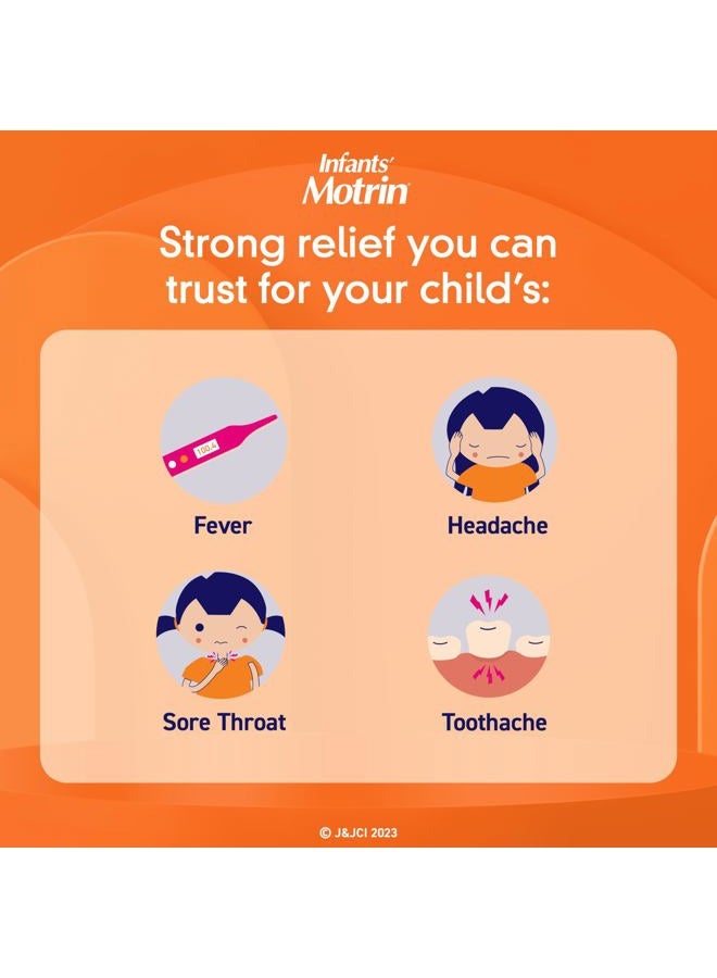 Motrin Infants Concentrated Drops, Fever Reducer, Ibuprofen, Berry Flavored, 0.5 Oz, 2 Pack - Image 2