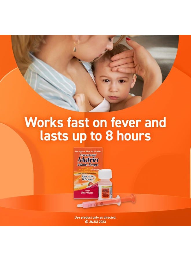 Motrin Infants Concentrated Drops, Fever Reducer, Ibuprofen, Berry Flavored, 0.5 Oz, 2 Pack - Image 4
