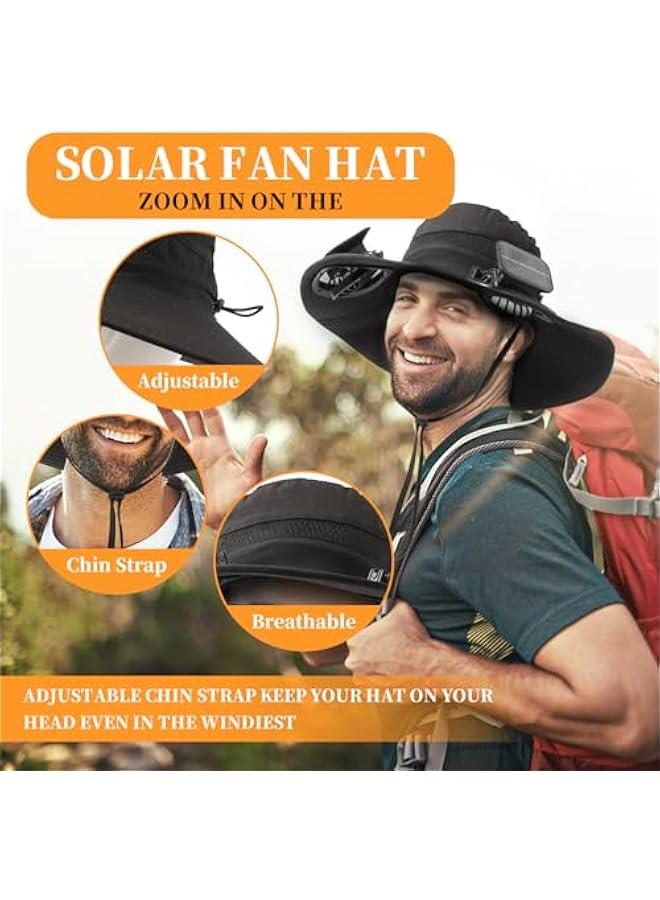 Captaintech Solar Powered Fan Hat with 2 Removable Fans Wide Brim Sun Hat for Outdoor Fishing, Hiking Gardening, USB Solar Charging - Image 3