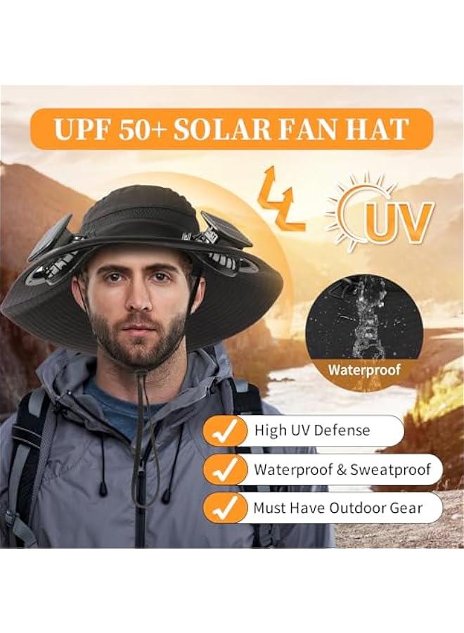 Captaintech Solar Powered Fan Hat with 2 Removable Fans Wide Brim Sun Hat for Outdoor Fishing, Hiking Gardening, USB Solar Charging - Image 4