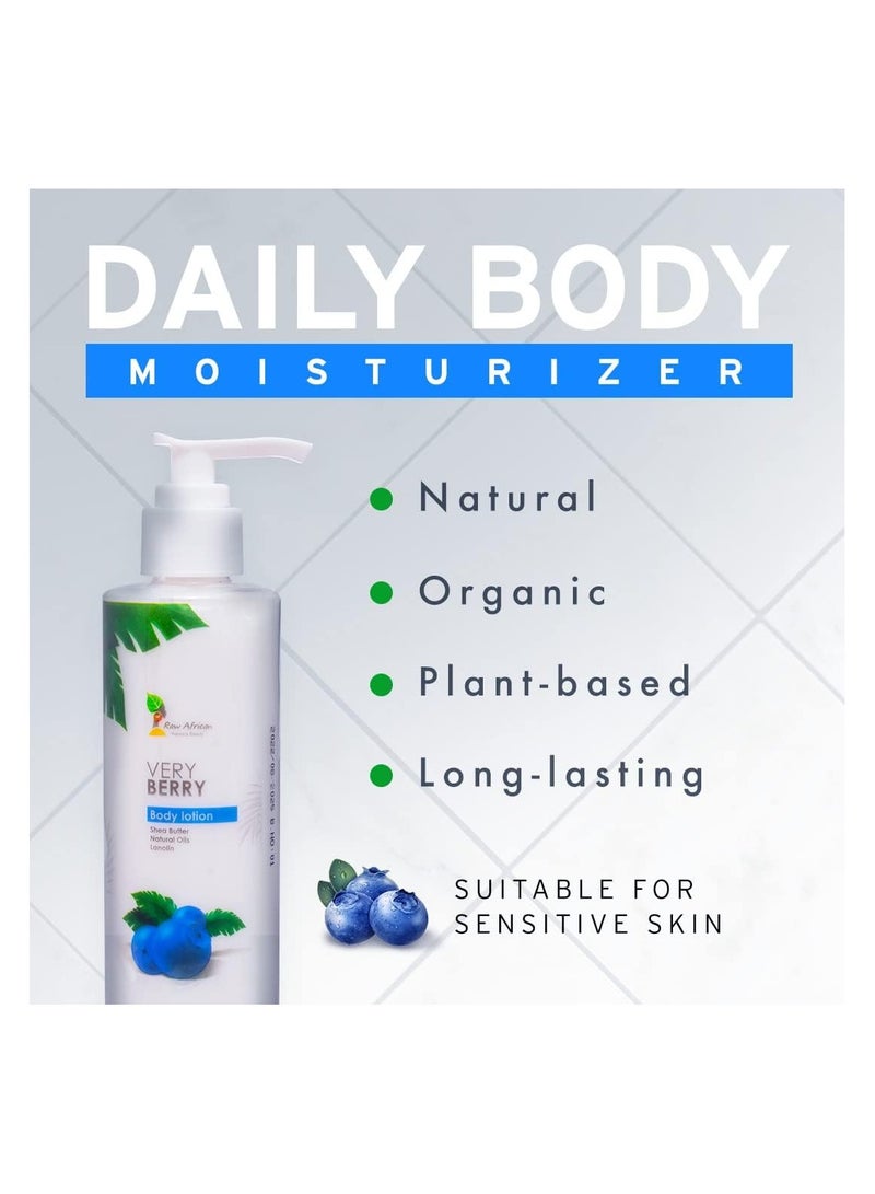 Raw African Very Berry Body Lotion Daily Body Moisturizer Softer and Smoother Skin Shea Butter Vitamin E Organic Vegan 100% Natural Essential Oils  - Image 2