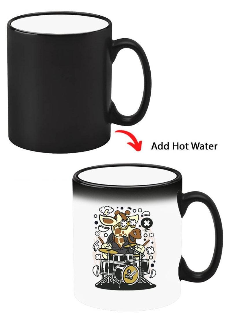 Theodor Color Changing Heat Sensitive Ceramic Mug, Image Revealed When HOT Liquid is Added! Cow drumming - Image 1